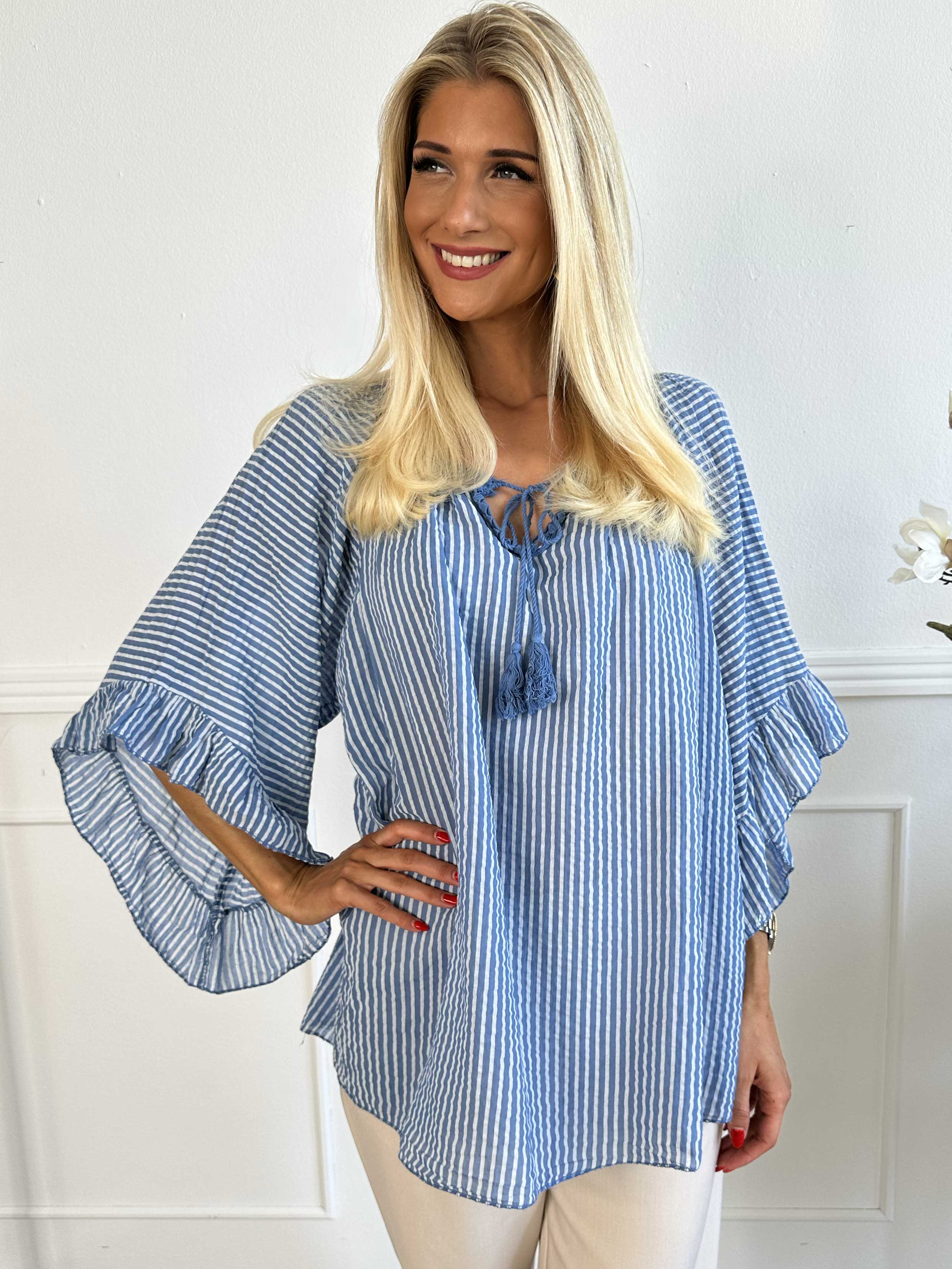 Marija - Sød stribet tunika med smukke ærmer